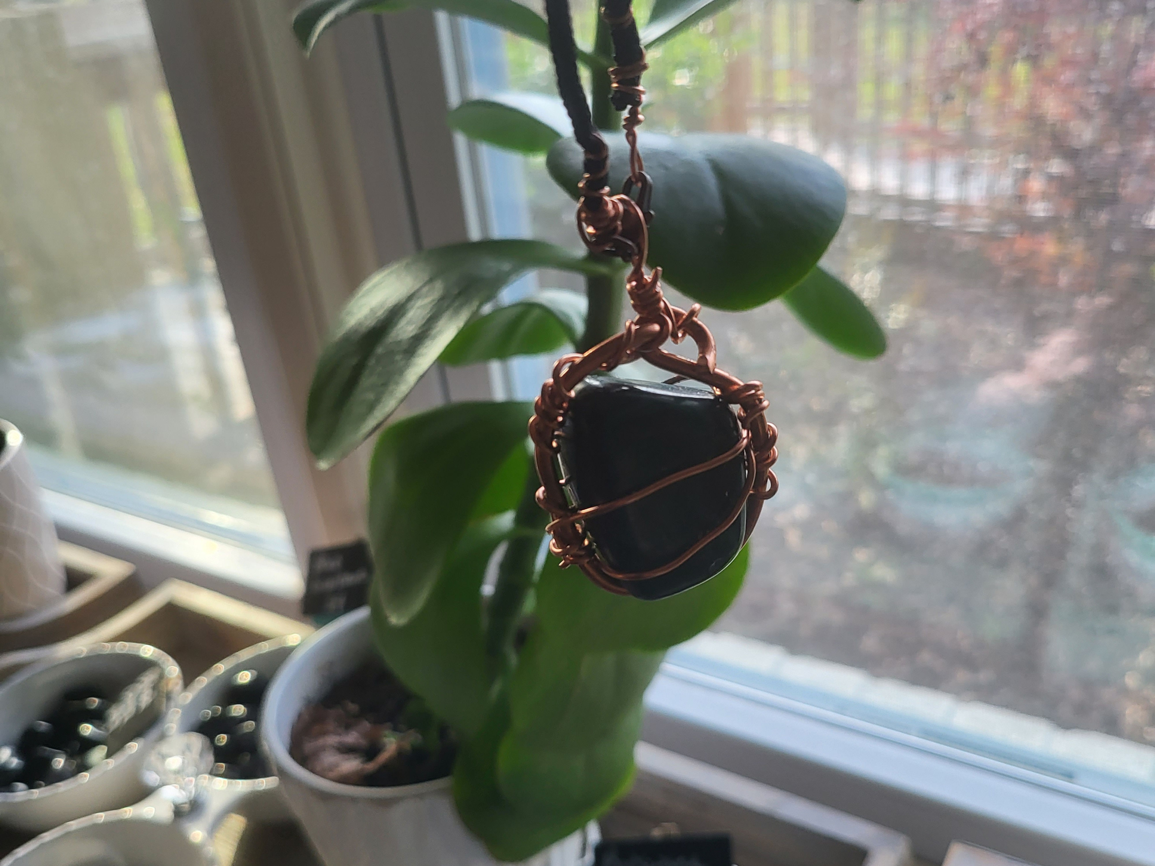 Copper Wrapped Malachite Necklace