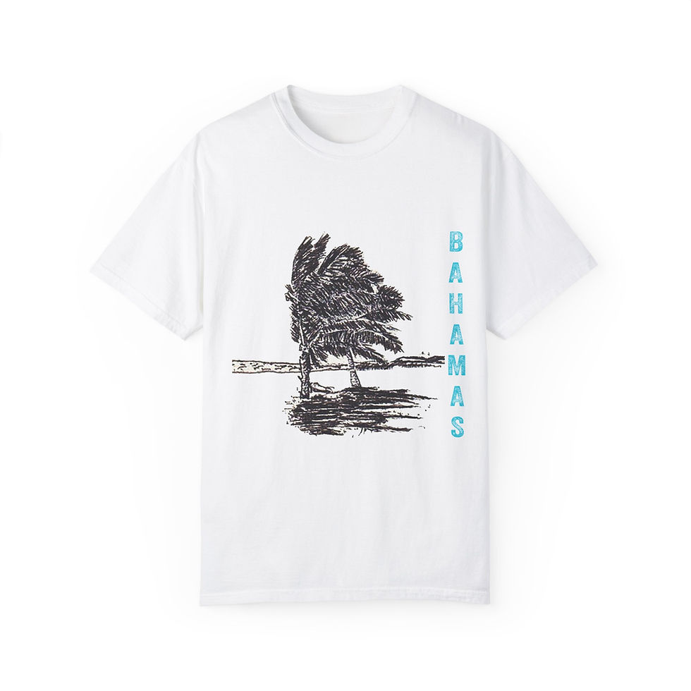 Bahamas Coconut Trees Dancing: Unisex Garment-Dyed T-shirt