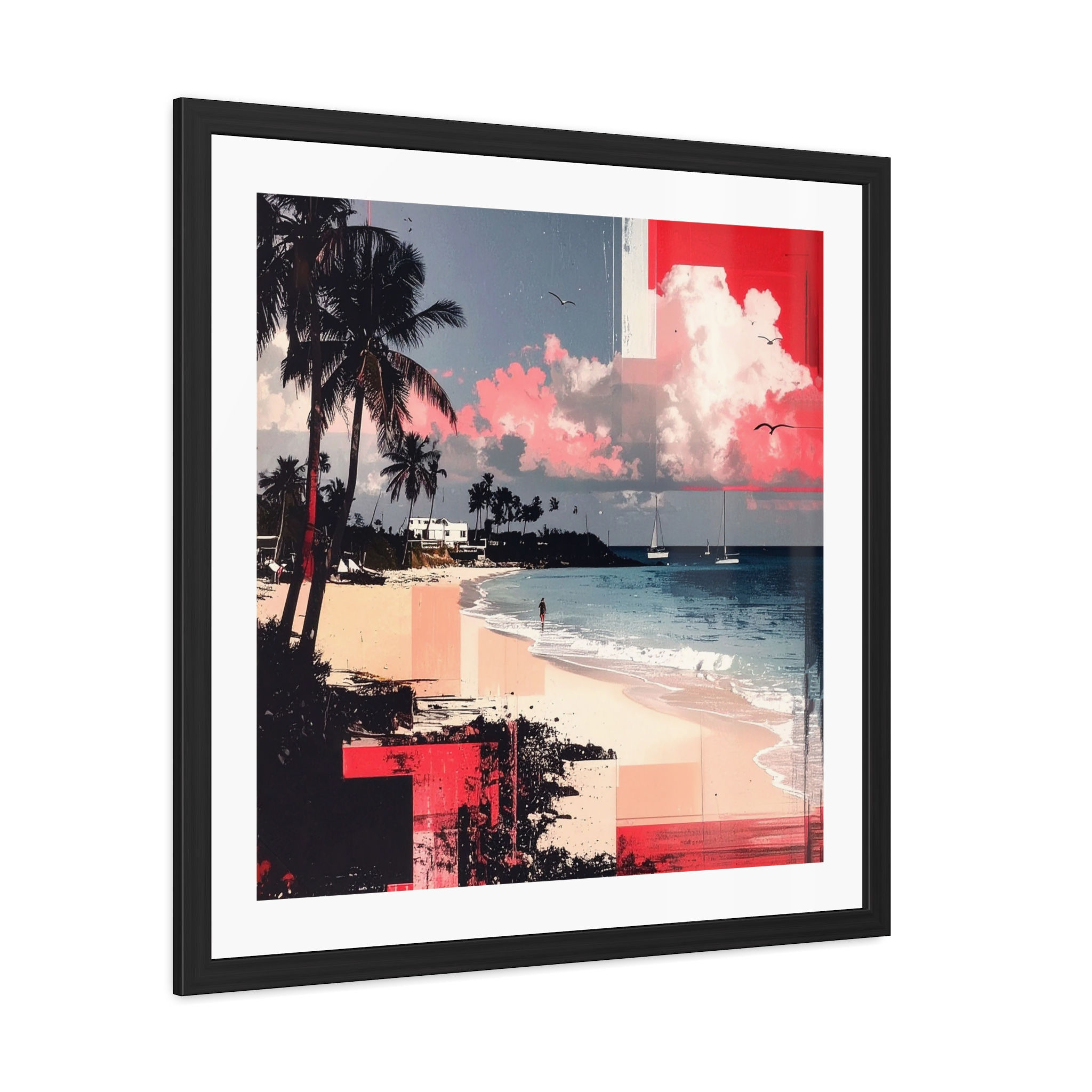 Tropical Beach Framed Poster — Retro Coastal Wall Art