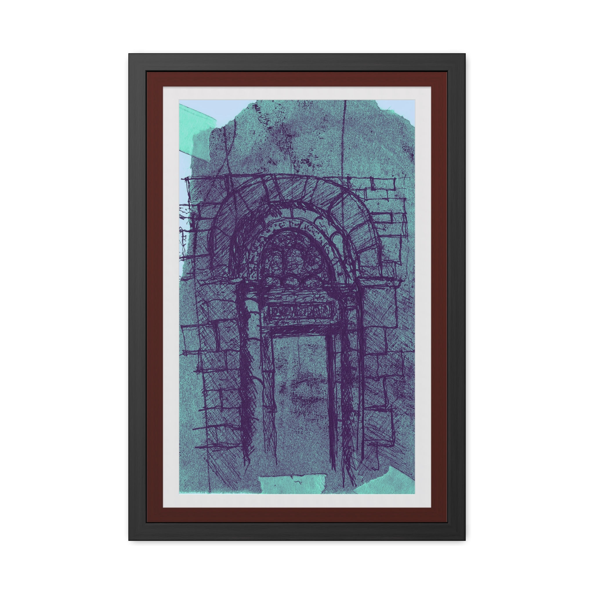 Framed Poster - Medieval Door at the Louvre Museum