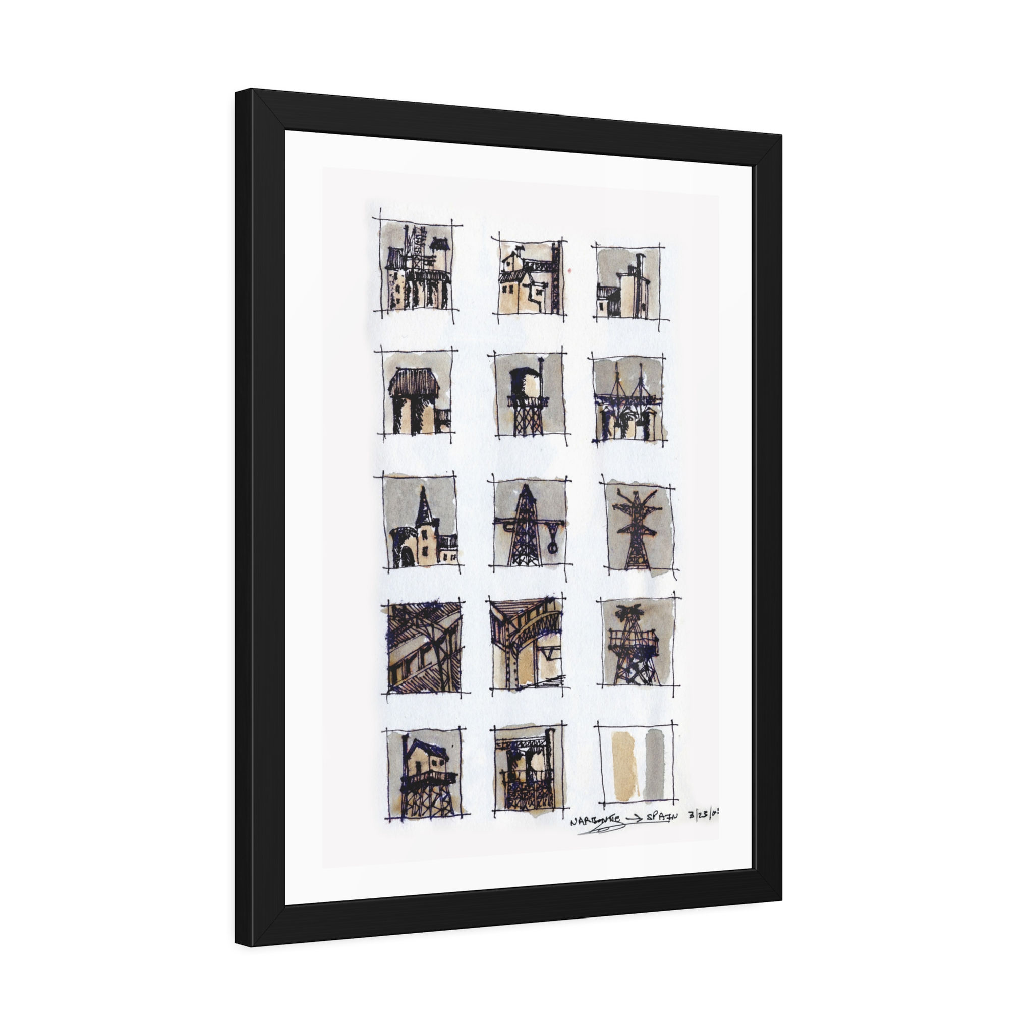 Vignettes Narbonne To Barcelona, Framed Paper Poster