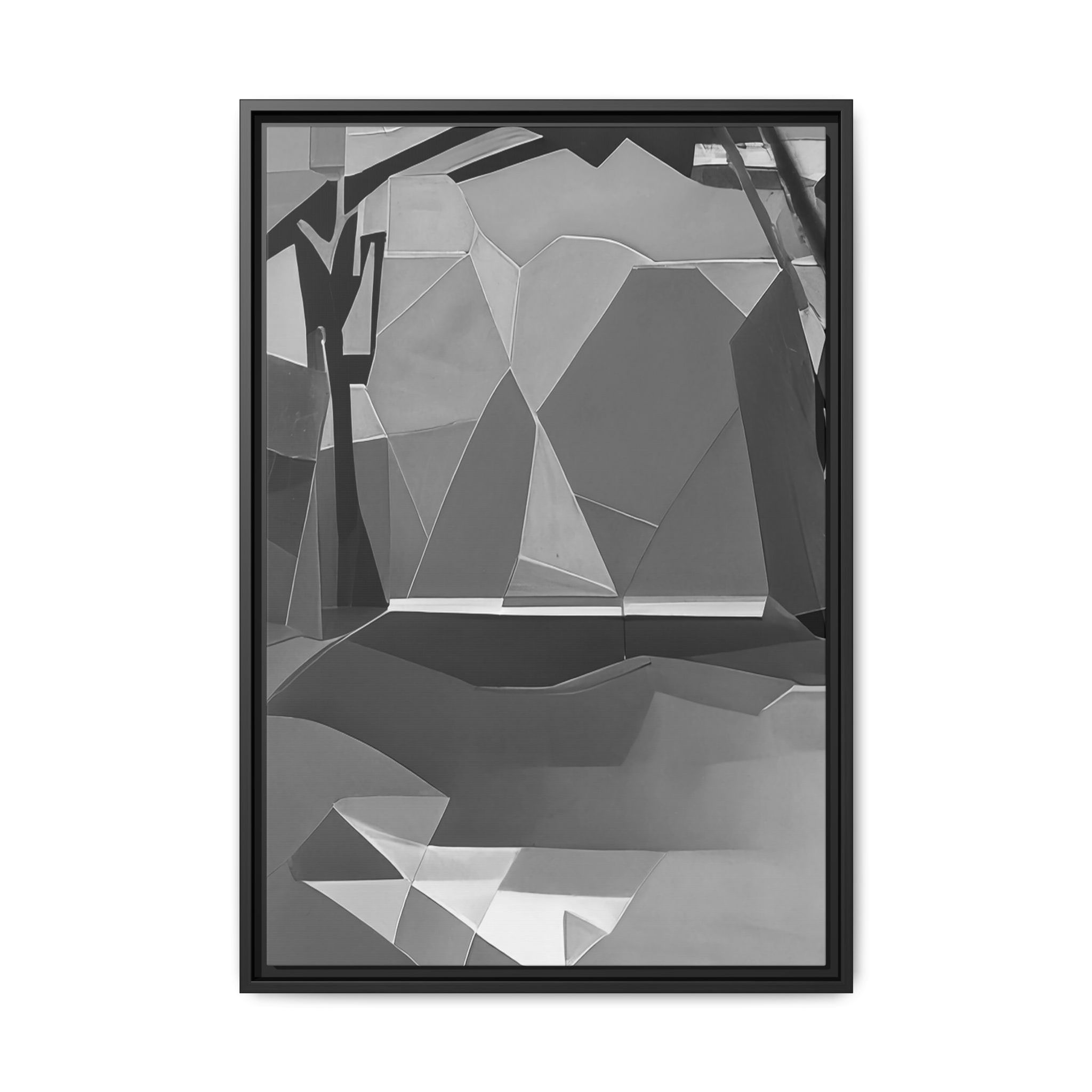 Canvas Print - Nature's Palette: N0.001 Abstract Landscape Black and White Greys