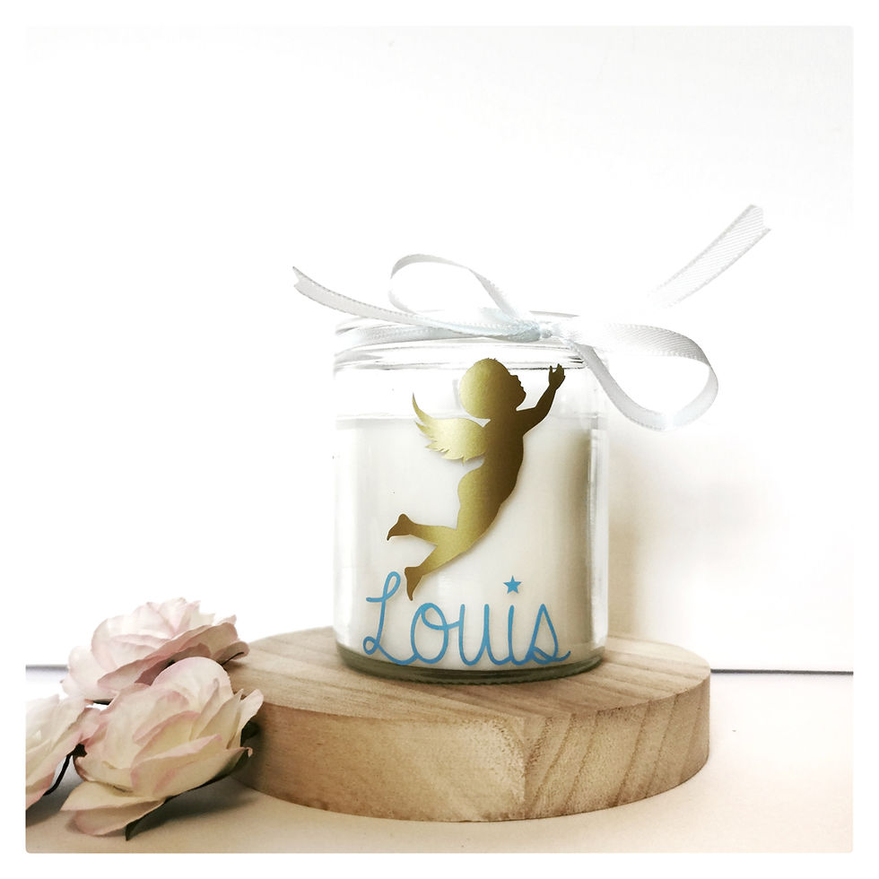 Miniature : Bougie petit ange doré + prénom coloris au choix