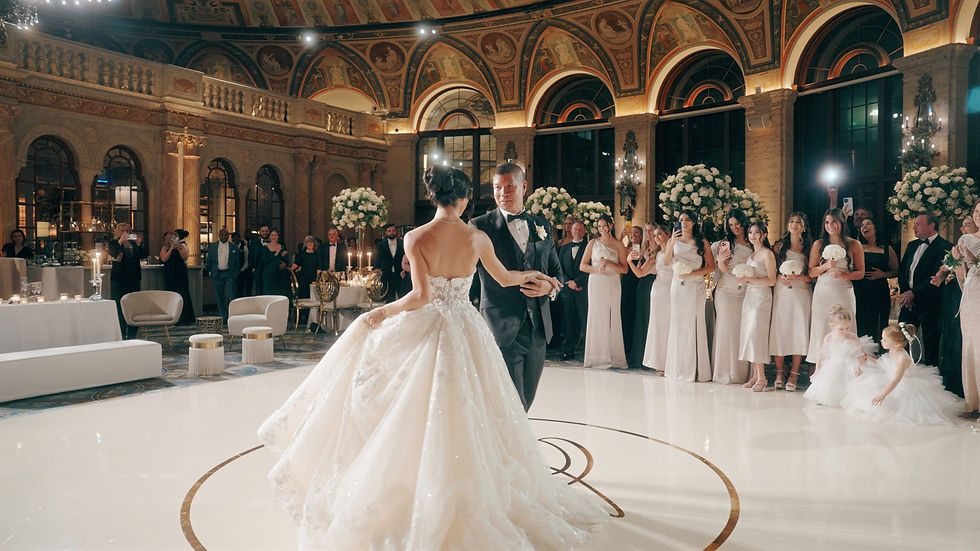 bride and groom first dance at reception