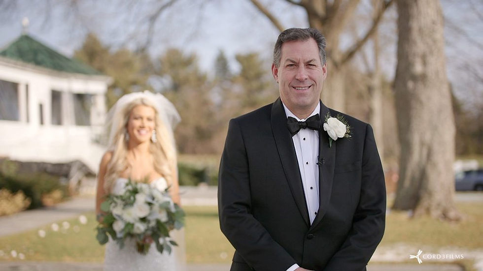 bride and groom outside at their first look