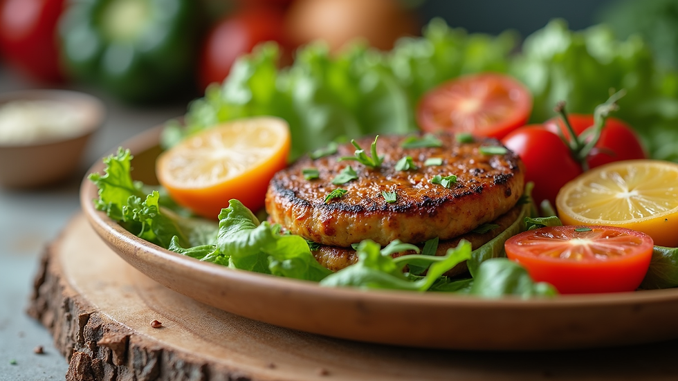 Close-up view of a healthy meal prepared according to a nutrition plan
