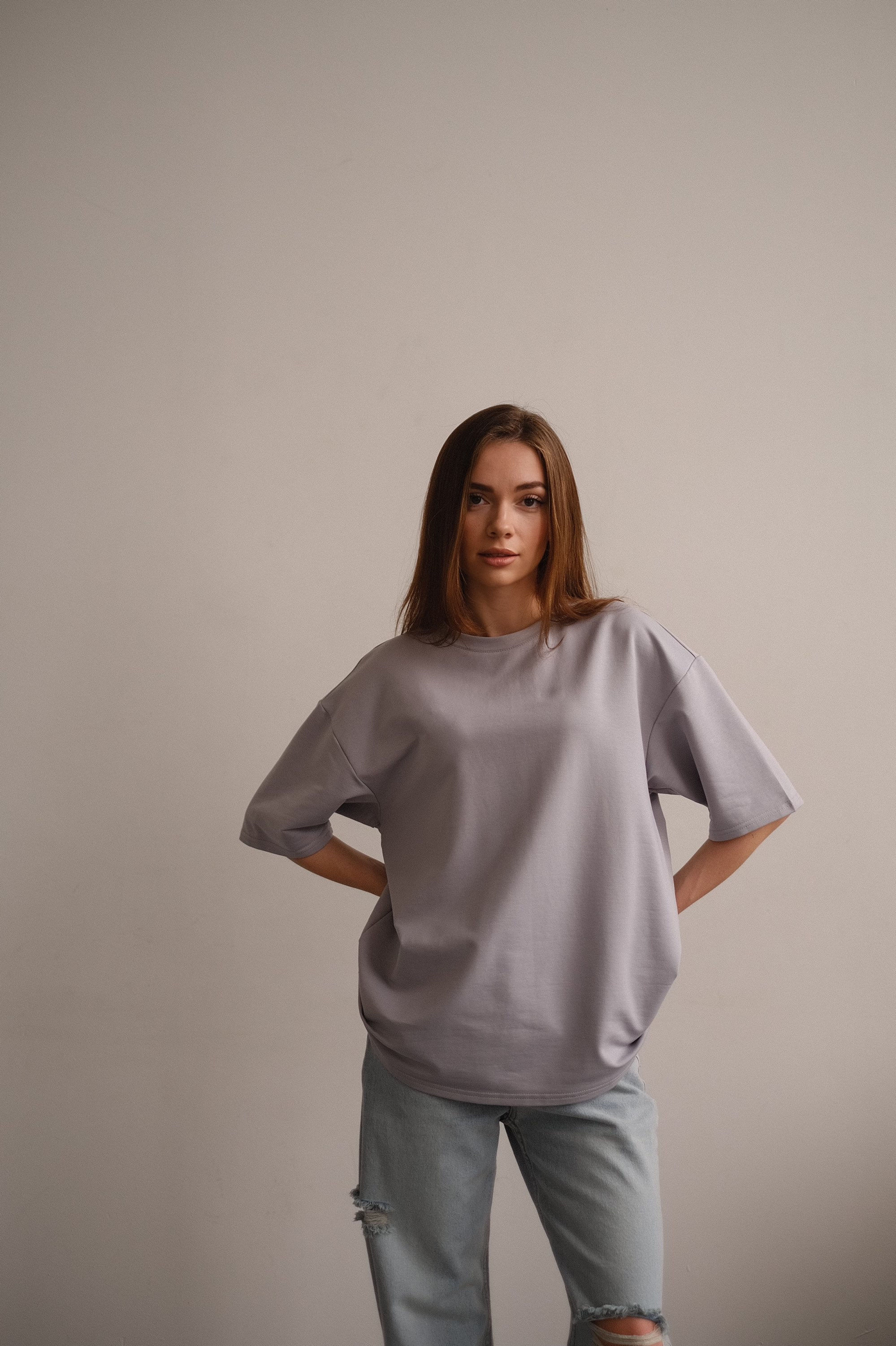 Футболка жіноча оверсайз pink сіра