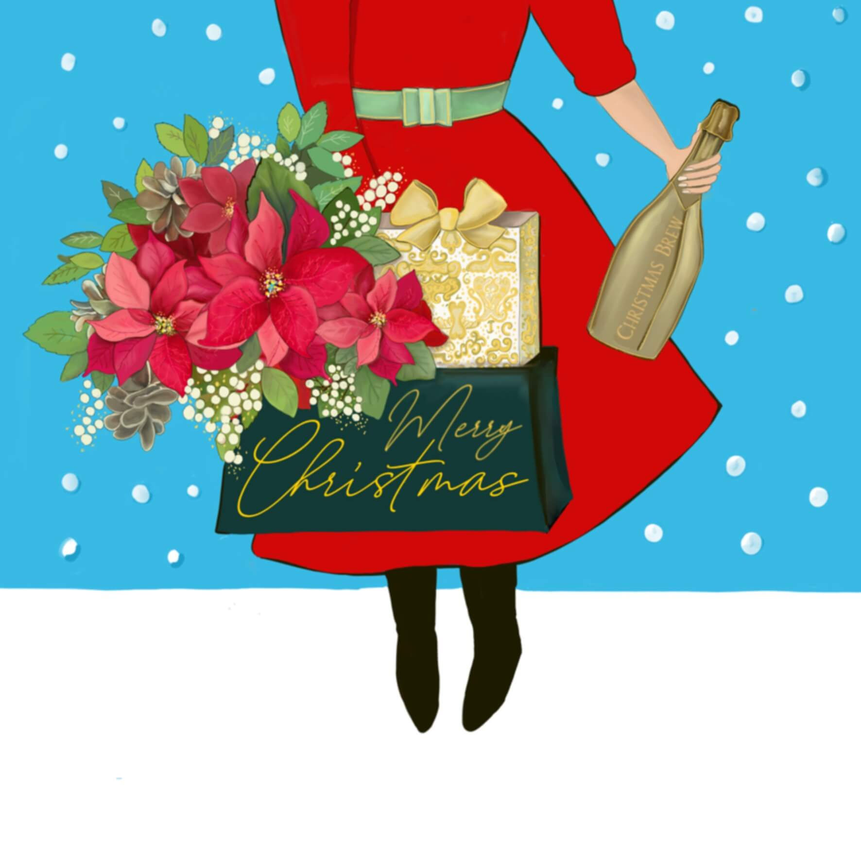 TW15X - Lulu with Christmas Poinsettias
