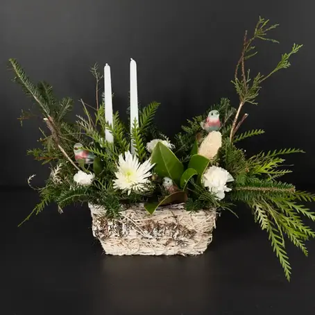 Winter flower basket by bloombudz in Paragould, AR