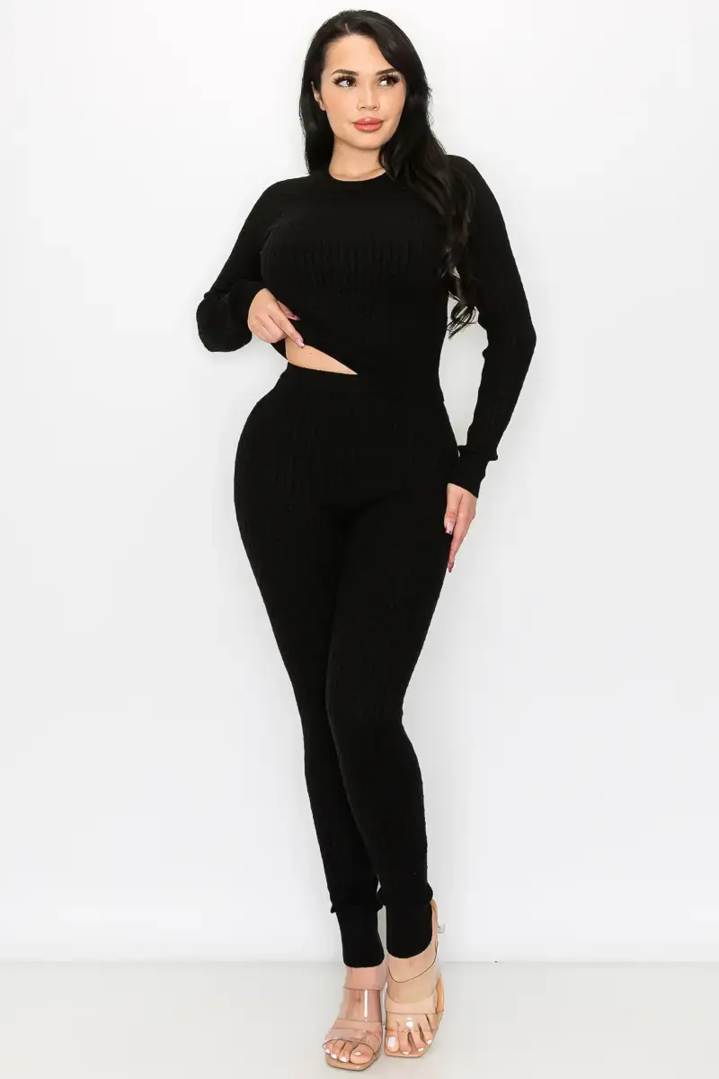 Thumbnail: Can't Deny this Sweater Set - Black 2