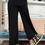 Thumbnail: Reverse roll-top yoga pants in black+sunset