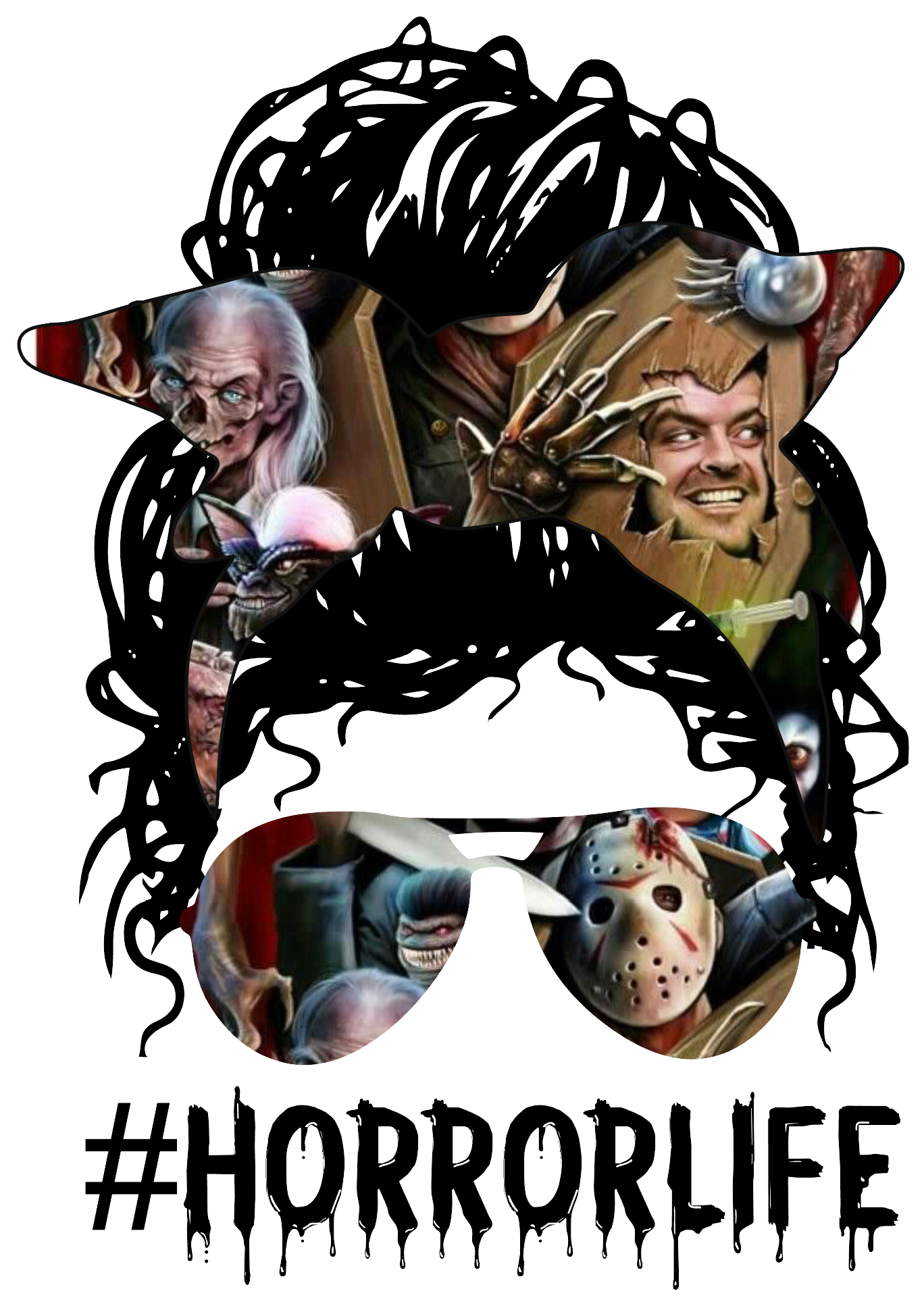 Messy Bun #HorrorLife DTF Print