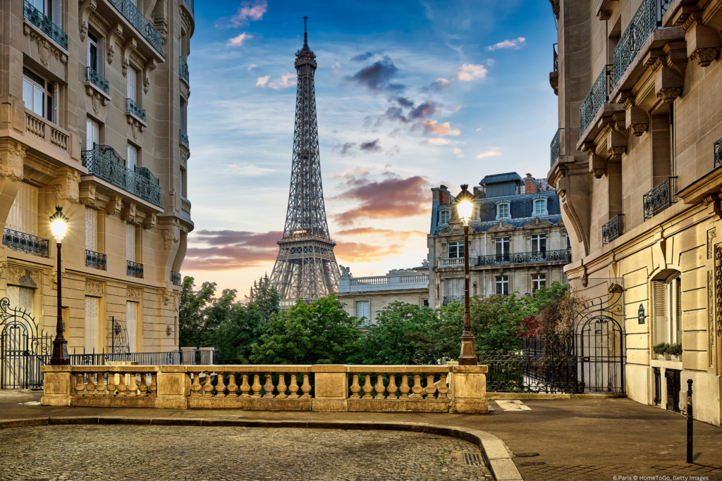 The iconic Eiffel Tower as seen from a city scape view