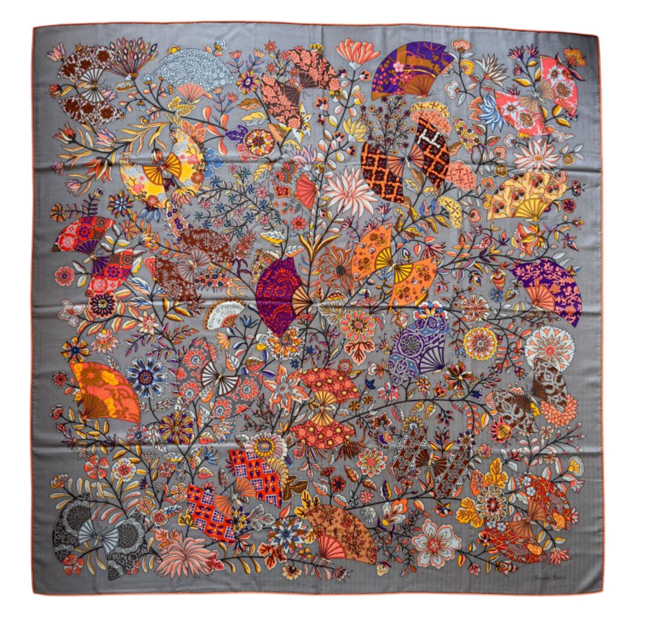 Hermes Shawl 140 "Fleurs et Papillons de Tissus"