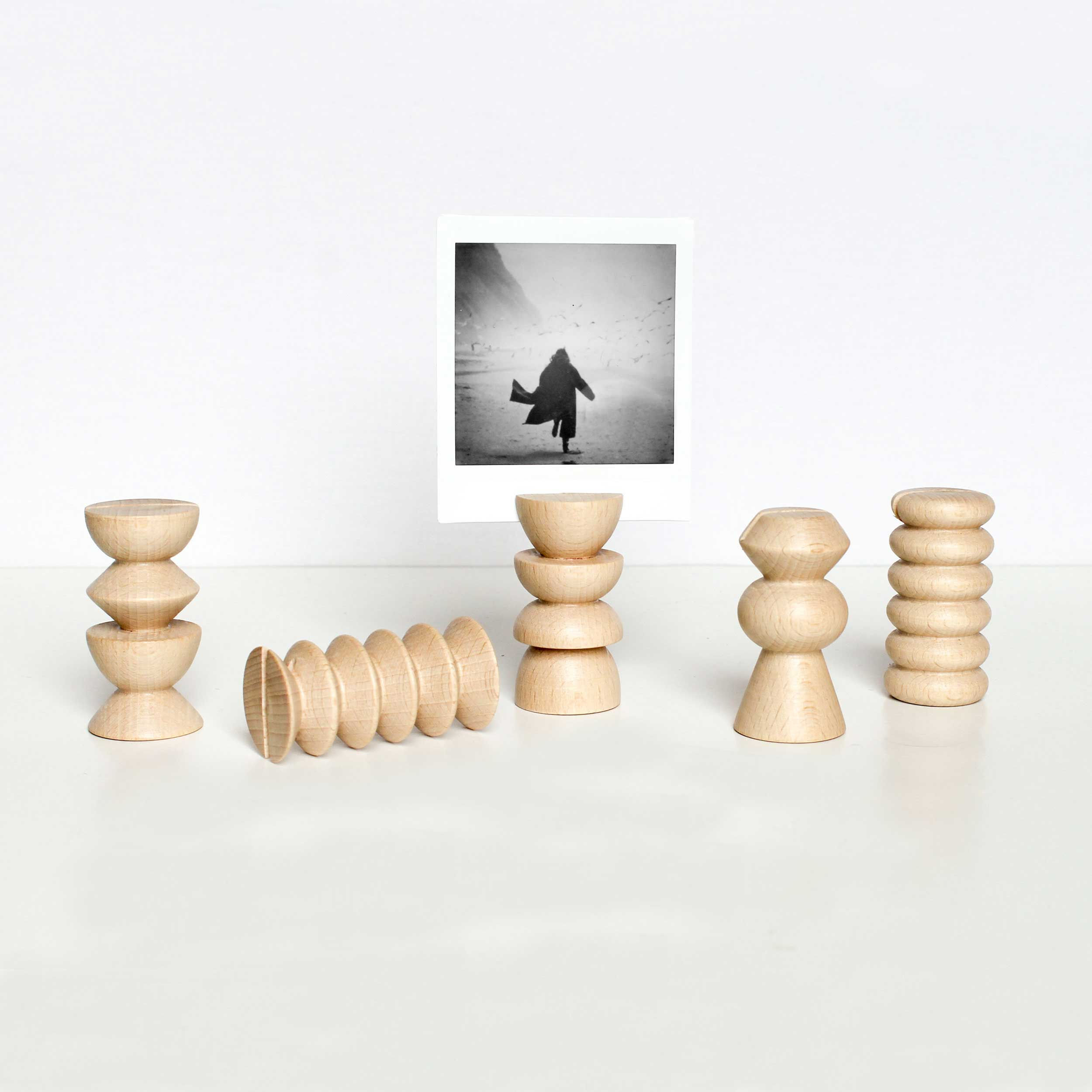 Wooden Totem Stands for Picture / Postcard Holders- Set of 5 Tall