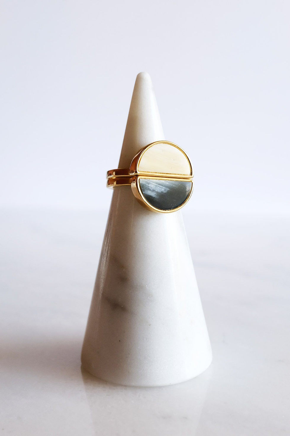 Thumbnail: Mat Trang 16K Gold-Plated Brass Buffalo Horn Crescent Ring
