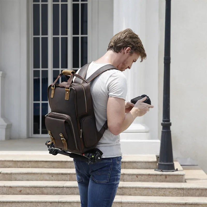 Thumbnail: The Gaetano | Large Leather Backpack Camera Bag wi