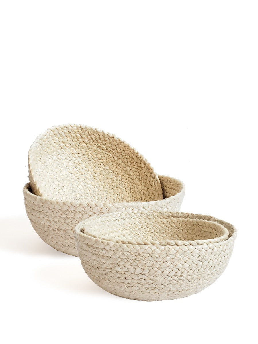 Thumbnail: Kata Handwoven Jute Candy Bowl Set – White Decorative Nesting Bowls (Set of 4)