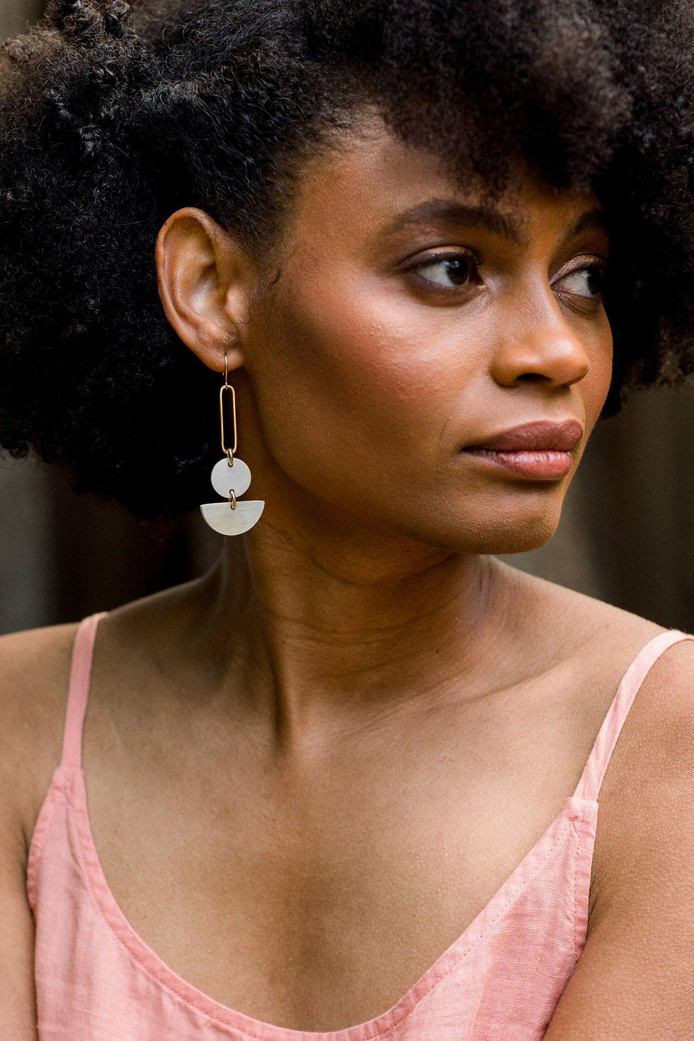 Thumbnail: Tho Bar & Geo Buffalo Horn Drop Earrings Handmade Geometric Fashion Gift For Her