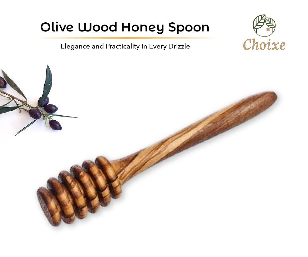 Thumbnail: Mediterranean Olive Wood Honey Spoon – Handcrafted Eco-Friendly Honey Dipper, 6"