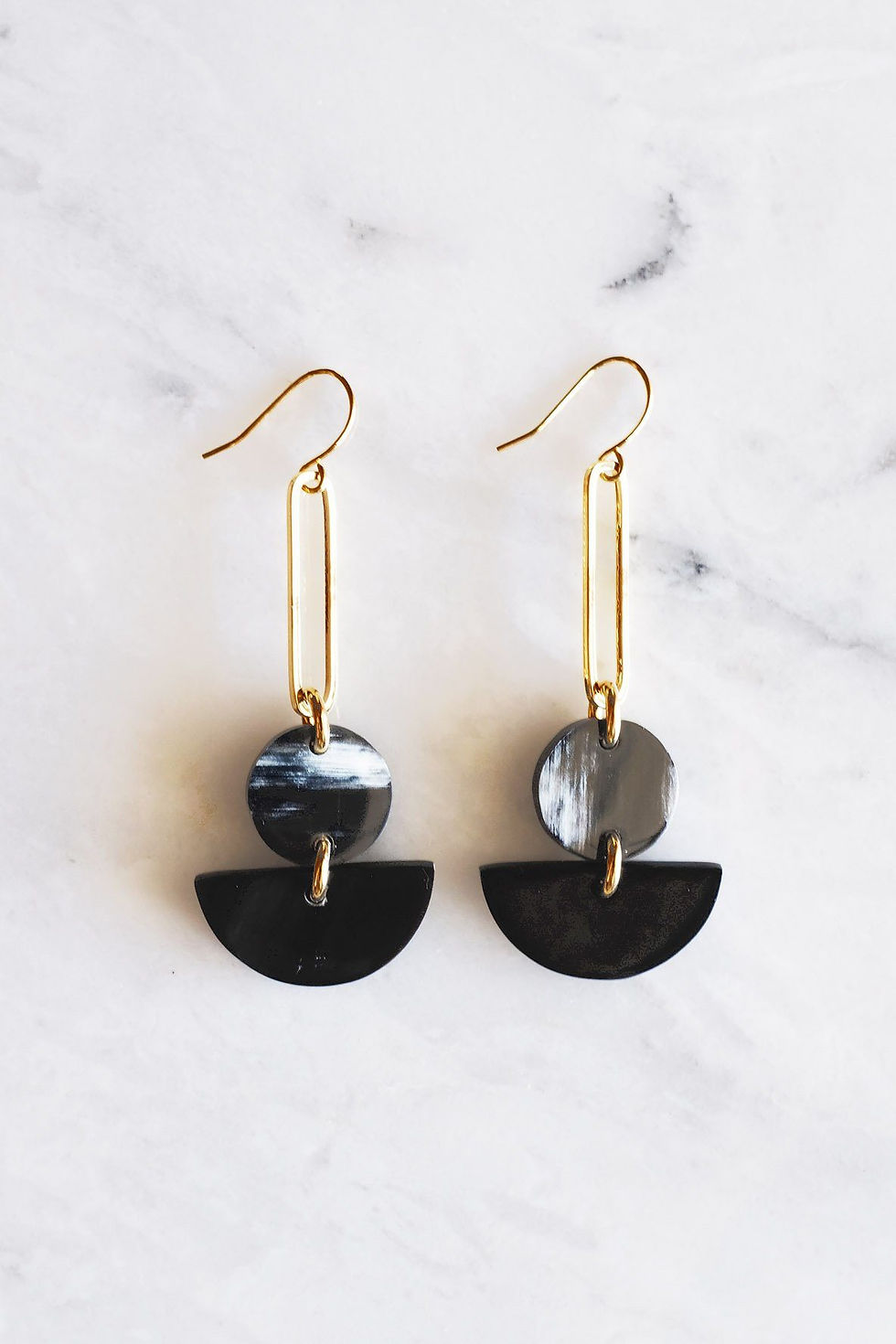 Thumbnail: Tho Bar & Geo Buffalo Horn Drop Earrings Handmade Geometric Fashion Gift For Her