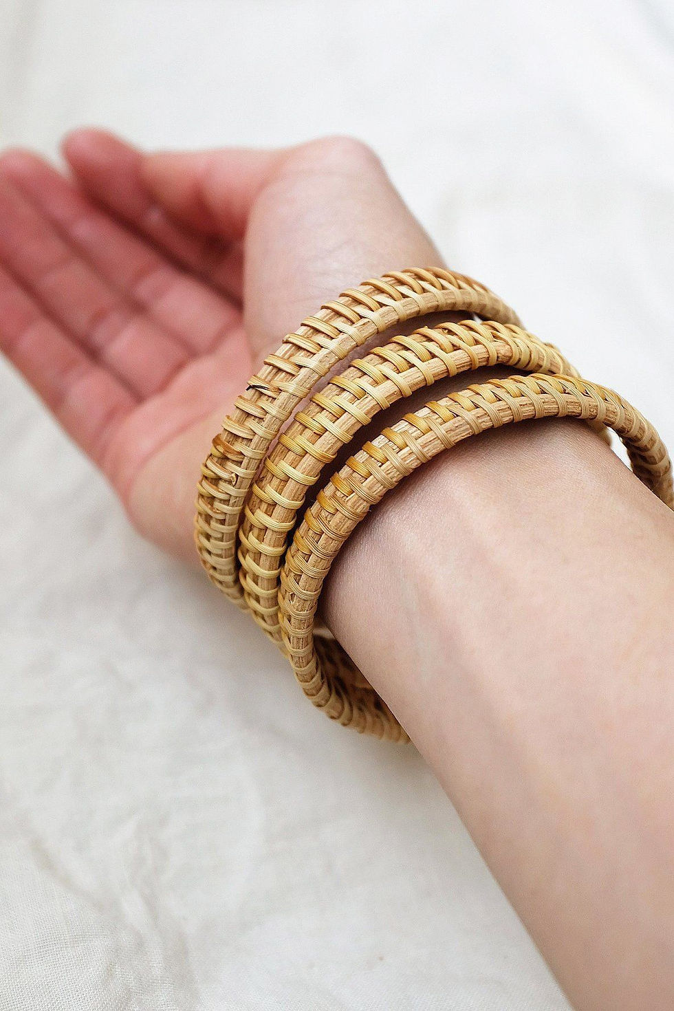 Thumbnail: Thien Natural Handwoven Rattan Bangle Bracelet 3pcs