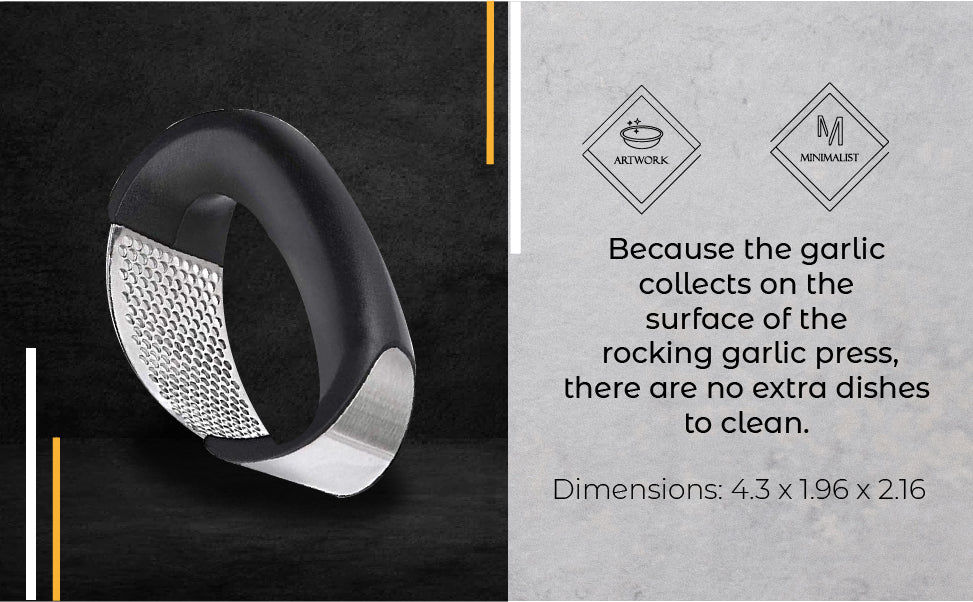 Thumbnail: Rocking Stainless Steel Garlic Press, Ergonomic Handheld Garlic Crusher & Mincer