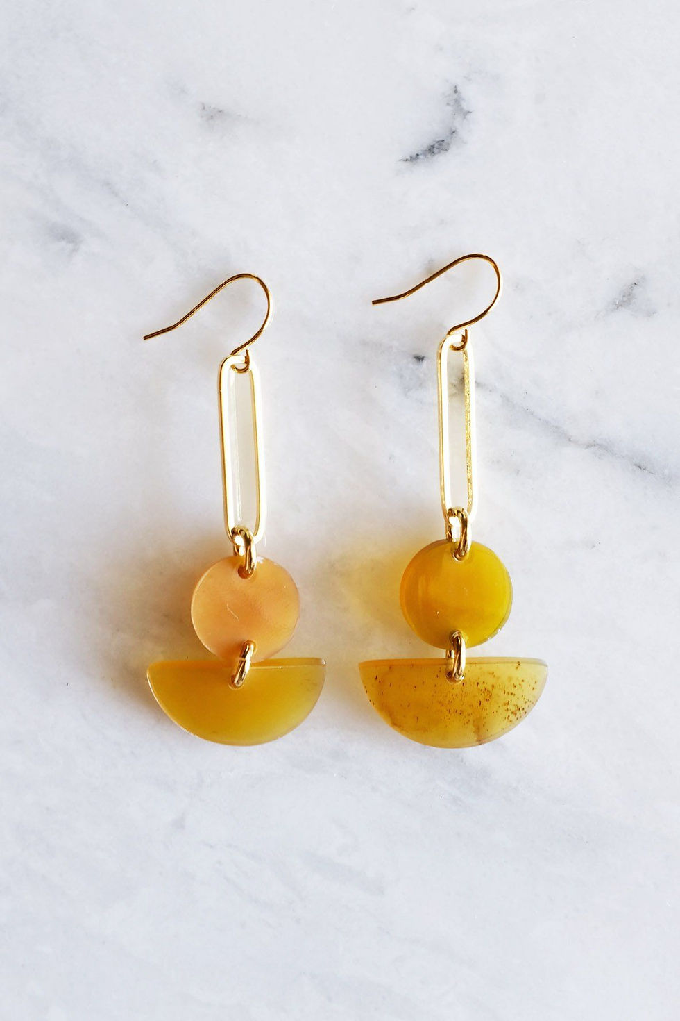 Thumbnail: Tho Bar & Geo Buffalo Horn Drop Earrings Handmade Geometric Fashion Gift For Her