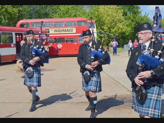 St Andrews Pipe Band, Hamble Le Rice performing at the Beer Festival, Bursledon Brickworks, Hampshire, UK