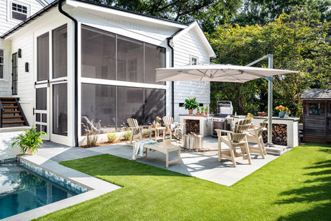 Southpark outdoor living renovation elevator addition Charlotte AlisonHall Architect