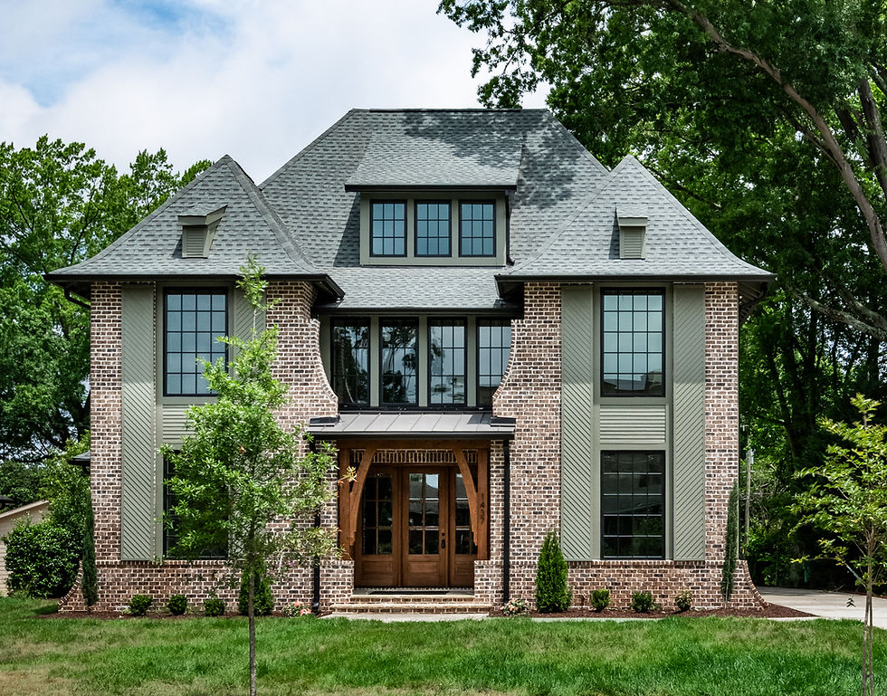 Wide angle view of a custom home built on lot in Montford Park right near Park Road Shopping Center in Charlotte NC by KEEN BUILDING Co.