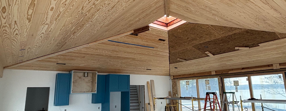 Saving the ceiling of this 1970 lake front house in Lake Norman by Keen Building Co