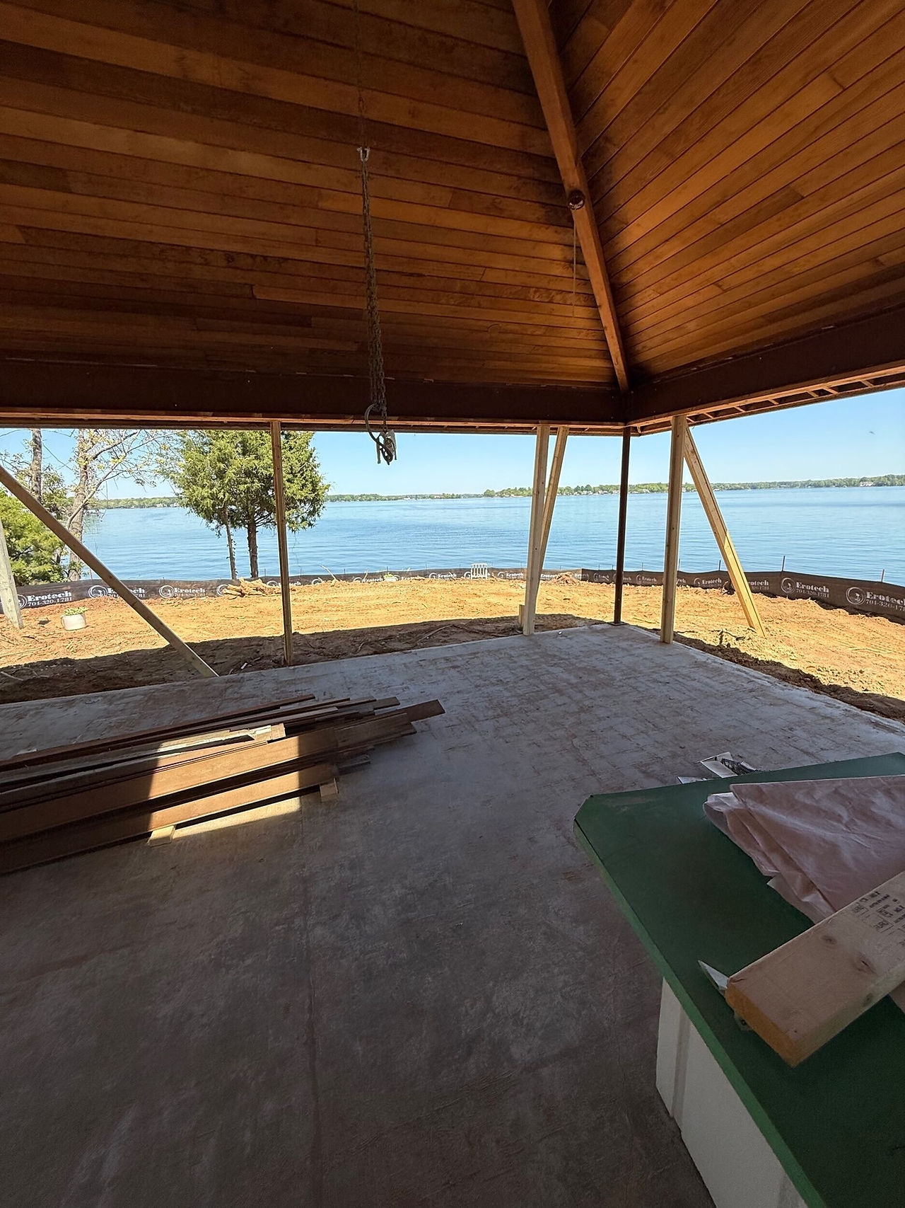 Saving the ceiling of this 1970 lake front house in Lake Norman by Keen Building Co