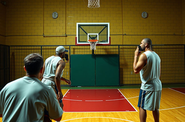 Men on court playing ball.