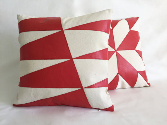Thumbnail: Orange leather pillows