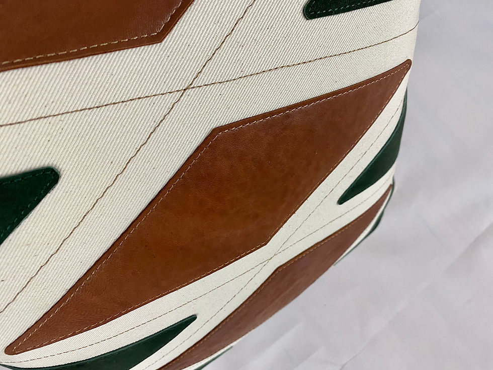 Thumbnail: Cognac and Green Pillows - Leather & Canvas