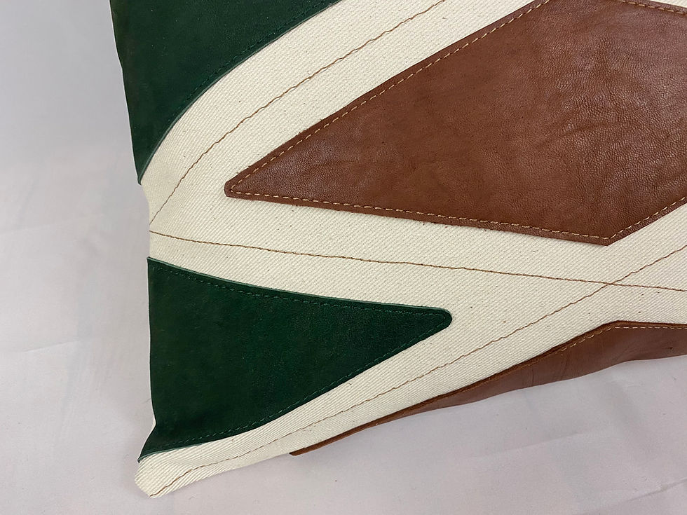 Thumbnail: Cognac and Green Pillows - Leather & Canvas