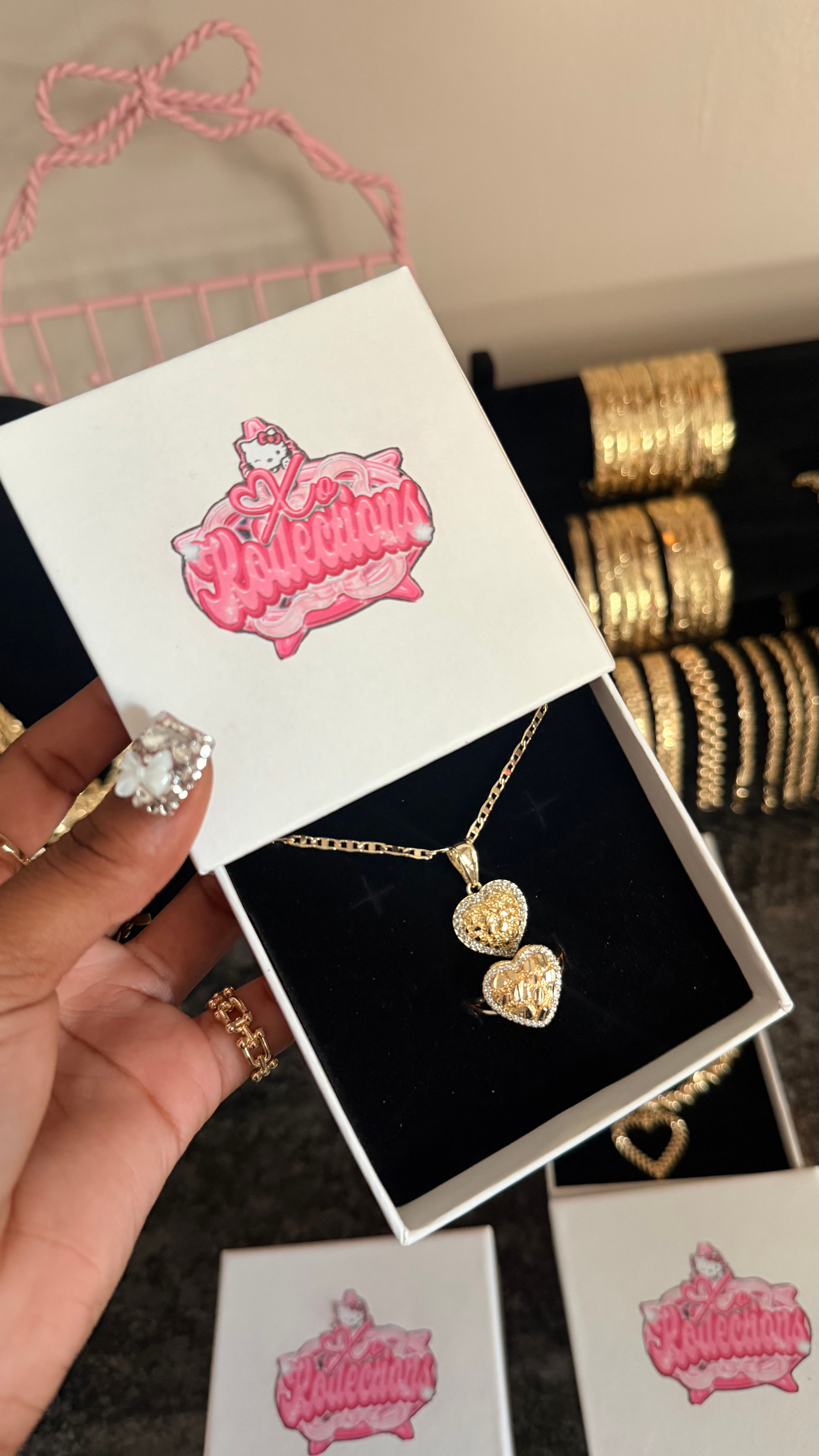 nugget heart necklace + ring bundle