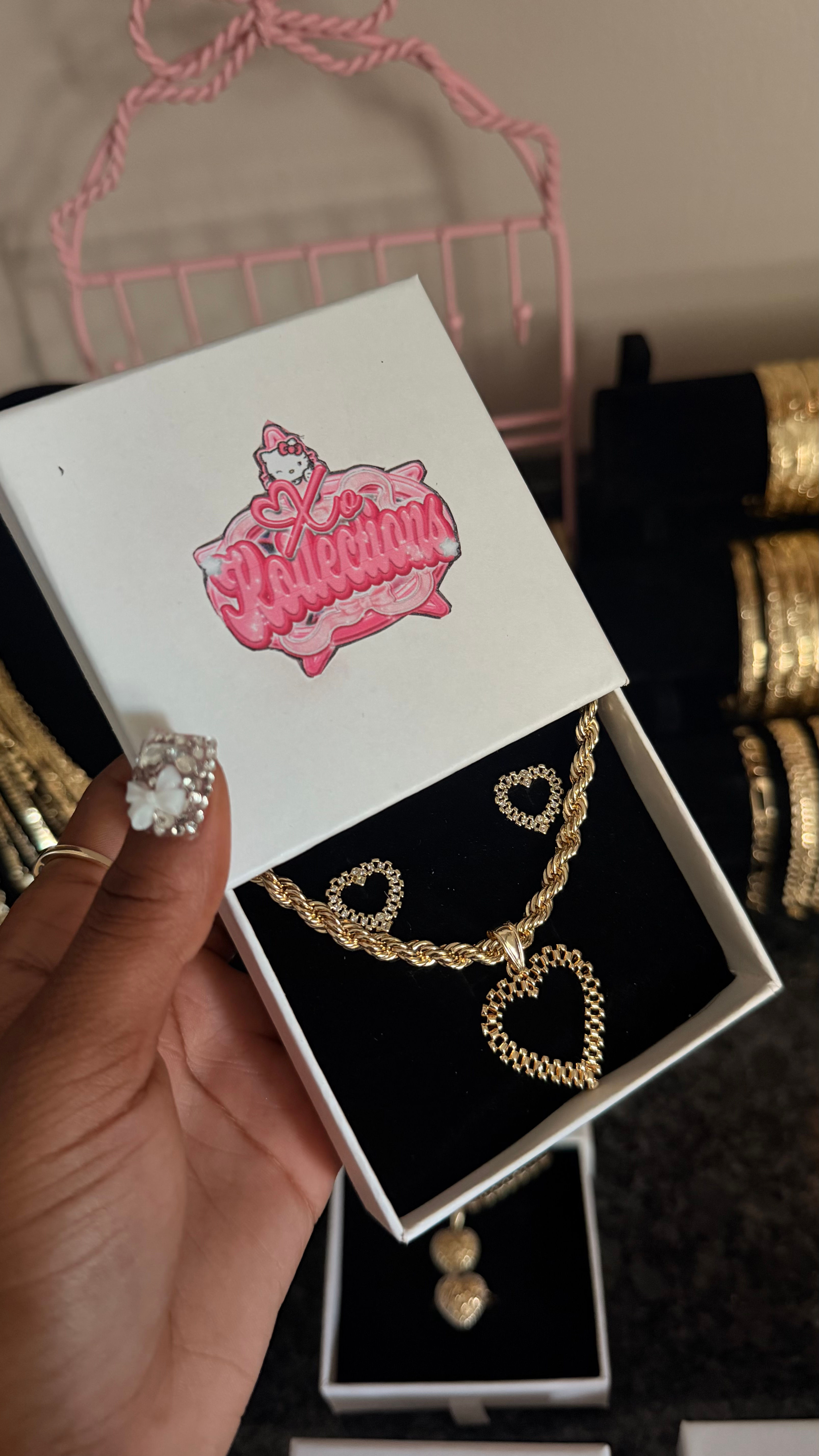 rollie heart necklace + studs