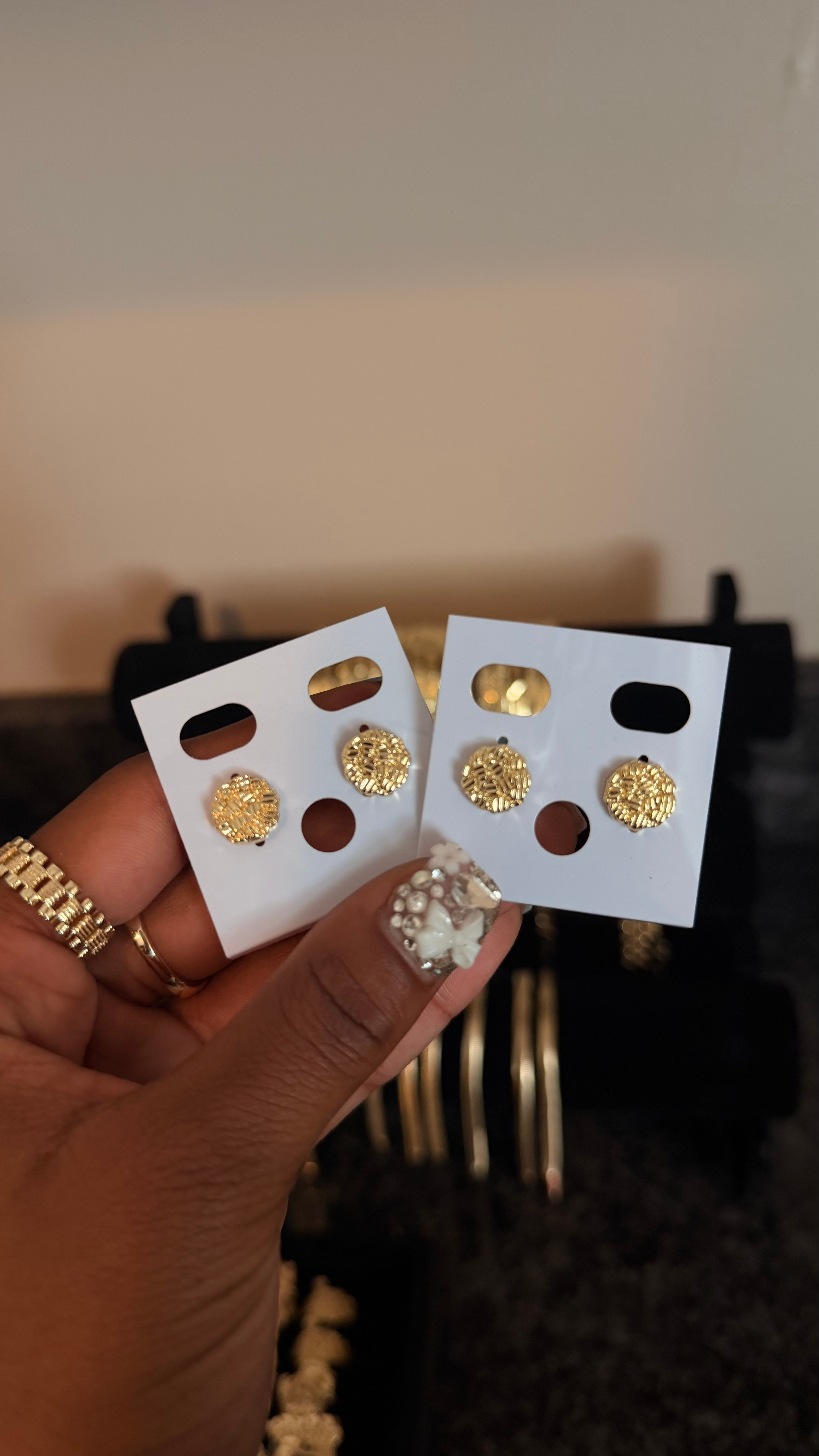 gold filled circle nugget studs