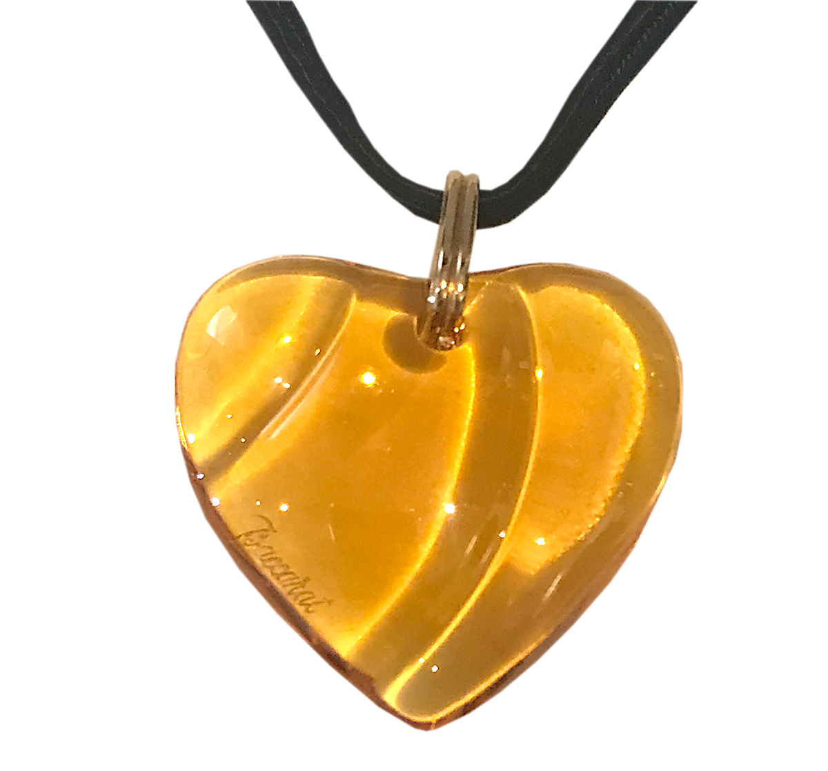 Amber Crystal Baccarat Heart Necklace