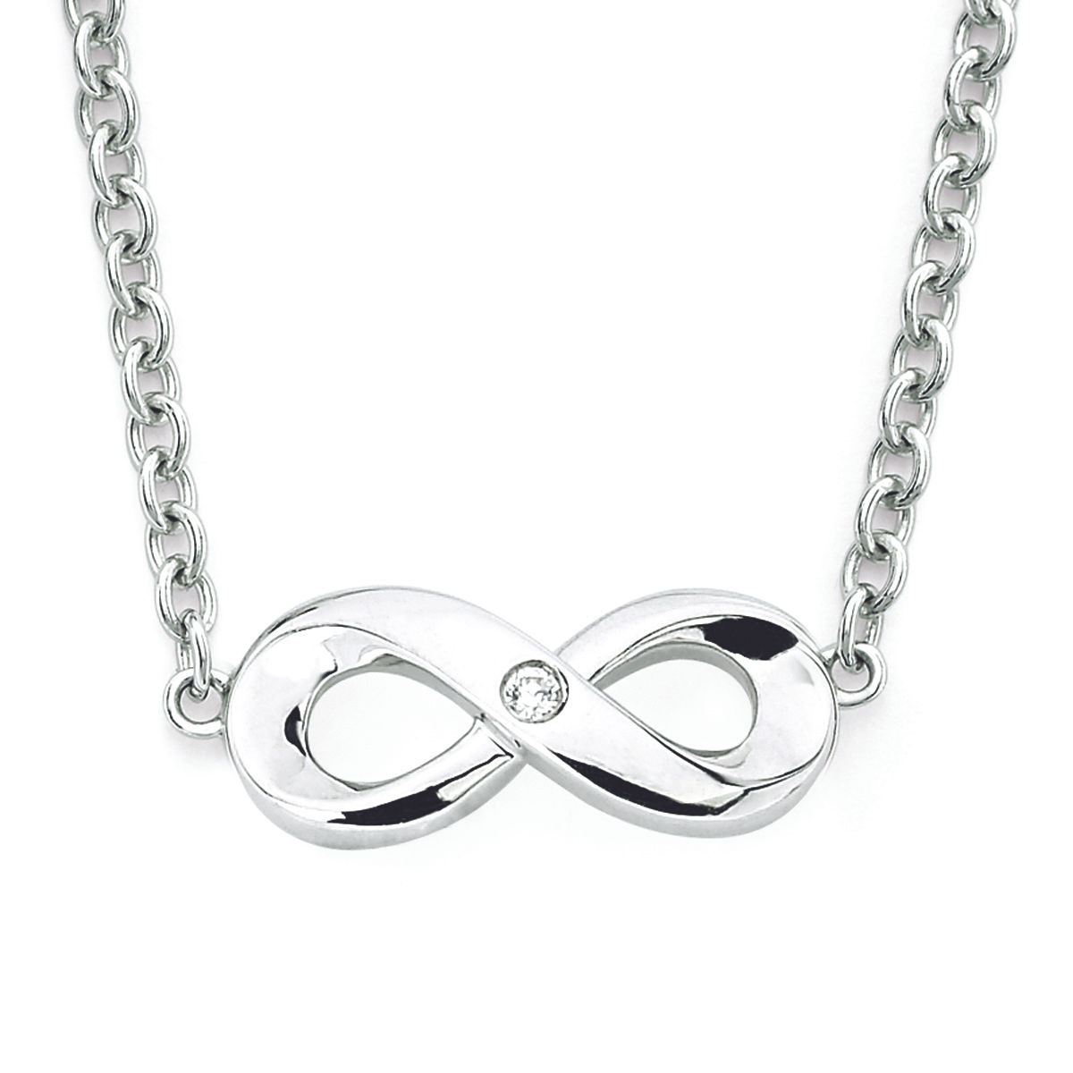 Sterling Silver Diamond Infinity Necklace