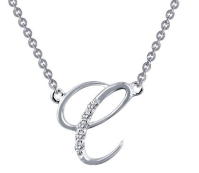 Letter 'C' Platinum-Plated Simulated Diamond Pendant