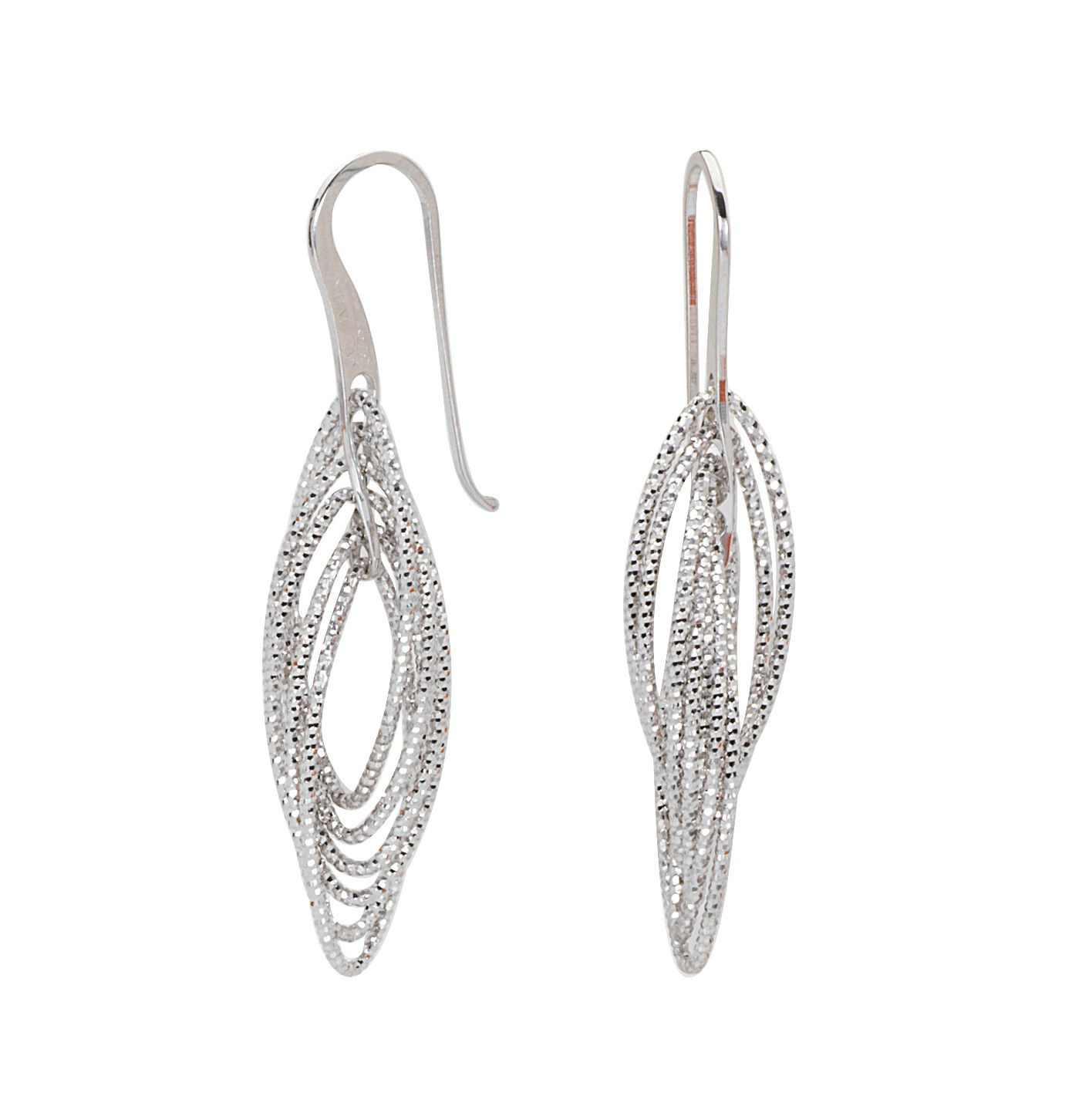 Sterling Silver Fancy Twist Dangle Marquise Earrings