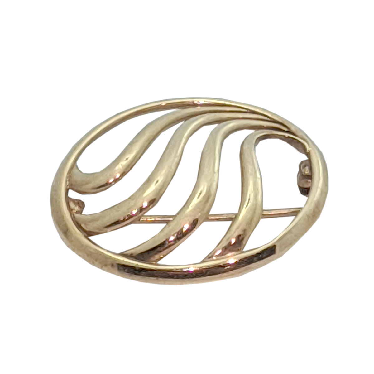 14K Yellow Gold Swirl Brooch