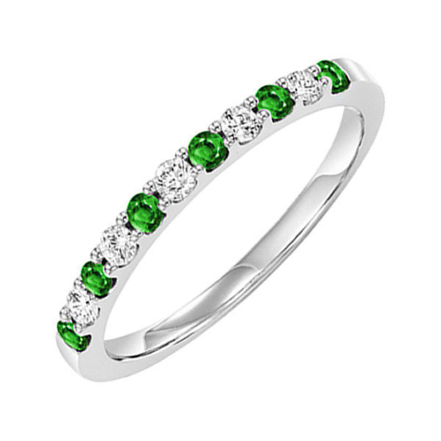 10K White Gold Emerald & Diamond Ring
