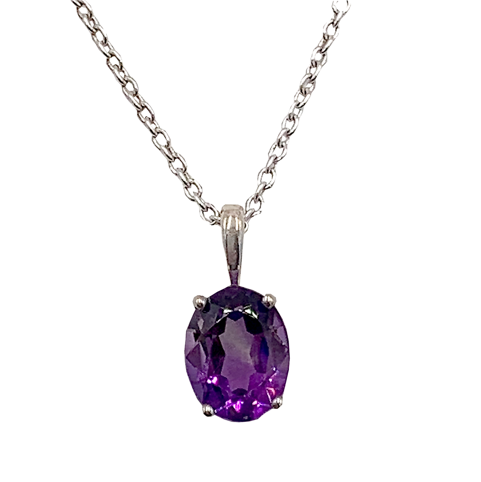 Sterling Silver February Birthstone Amethyst Necklace