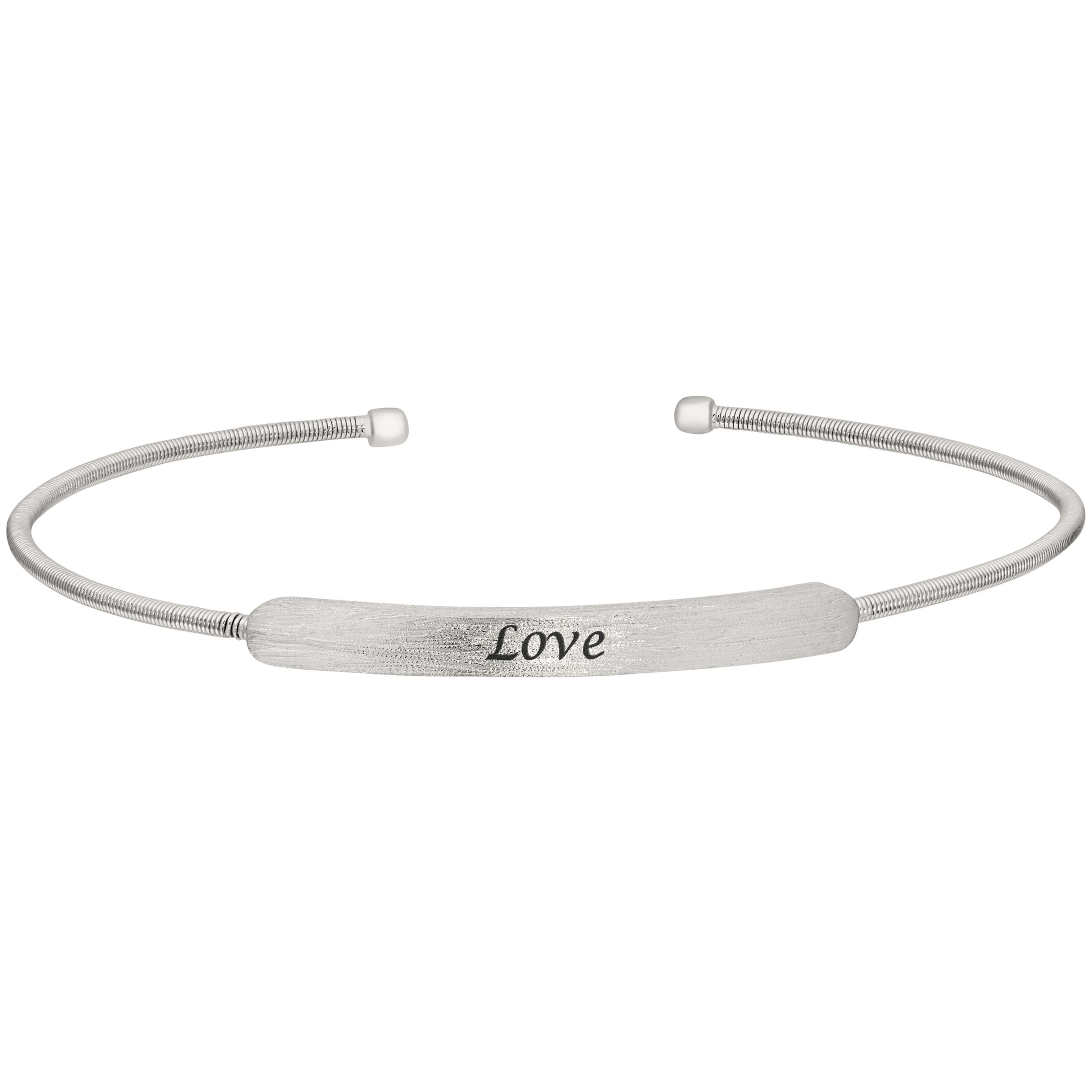 Sterling Silver Rhodium Finish 'Love' Cuff Bracelet