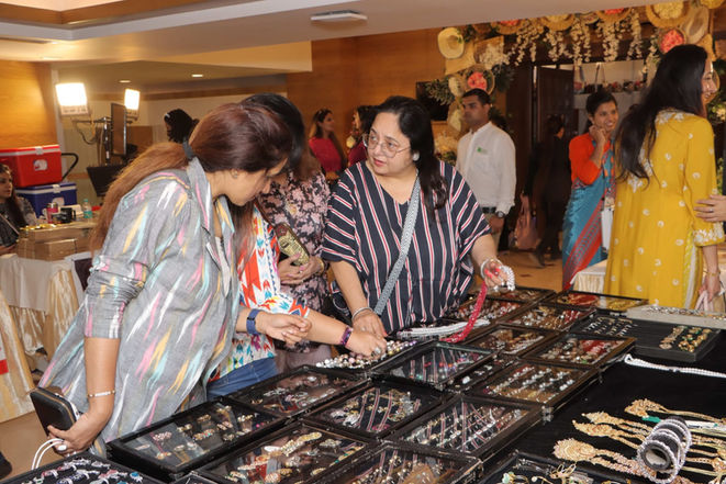 People in a fashion and lifestyle exhibition in Agra