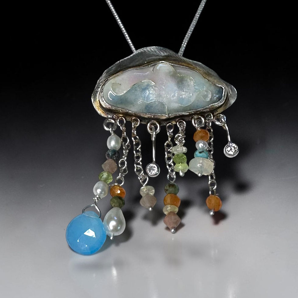 Thumbnail: Cloisonné Rain Cloud Pin Pendant